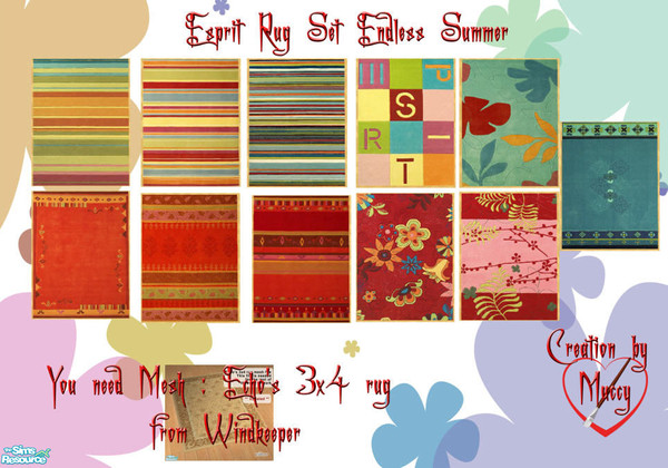 Sims 2 — Esprit Rug Set Endless Summer by Muccy — This is the Rug Recolor Set. I thank Windkeeper and Echo for the