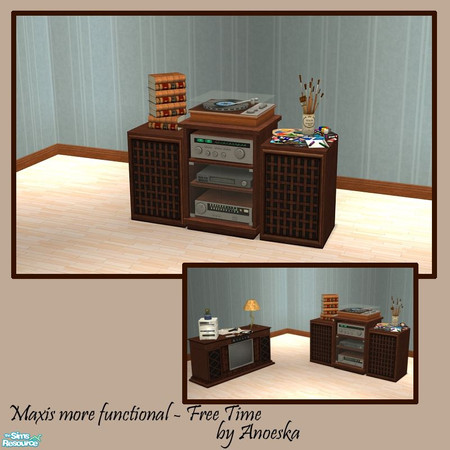 Sims 2 — MMF - Free Time - Stereo With Slots by AnoeskaB — 2 slots on both sides of this Maxis stereo have been added, so