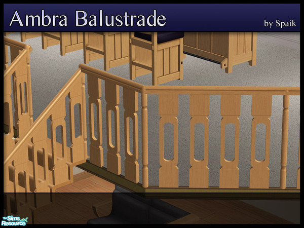 Sims 2 — Ambra Balustrade - Light Wood by Spaik — Matching balustrade for my Ambra staircase. Mission match colour.