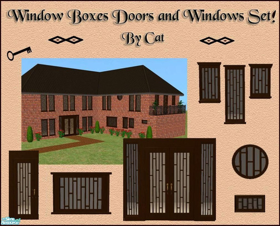 Sims 2 — Window Boxes Doors and Windows Set   by cat3cm —  A new set of windows and doors complete with sidelight windows