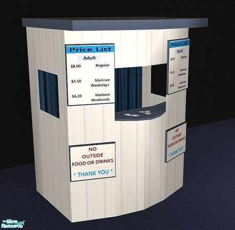 Sims 2 — TSS Ticket Booth by SaeraMaples — Going downtown to take in a nice dinner? Why not stop by The Silver Screen and