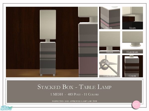 Sims 2 — Stacked Box Table Lamp by DOT — Stacked Box Table Lamp. 1 MESH Plus Recolors. Sims 2 by DOT of The Sims