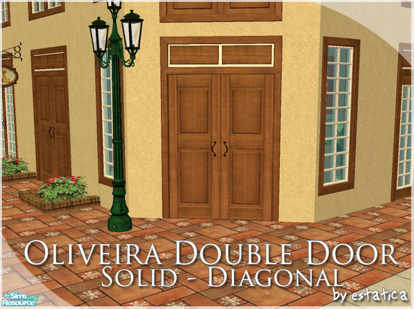 Sims 2 — Oliveira Double Door - Solid - Diagonal by estatica — Diagonal version of the Oliveira Double Door - Solid. You