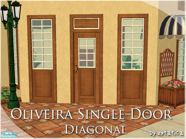 Sims 2 — Oliveira Single Door - Diagonal by estatica — Diagonal version of the Oliveira Single Door. You need to download