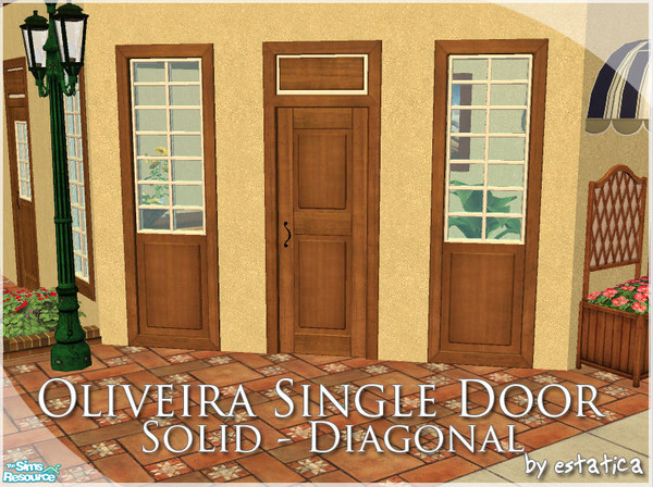 Sims 2 — Oliveira Single Door - Solid - Diagonal by estatica — Diagonal version of the Oliveira Single Door - Solid. You