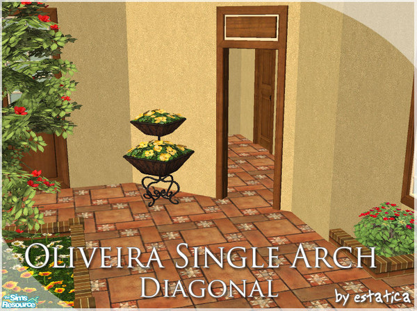 Sims 2 — Oliveira Single Arch - Diagonal by estatica — Diagonal version of the Oliveira Single Arch. You need to download