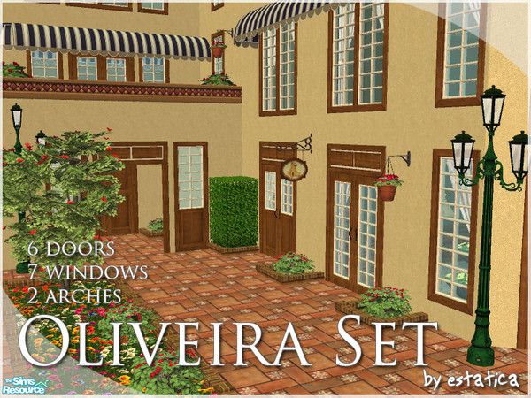 Sims 2 — Oliveira Build Set by estatica — These elegant doors and windows were made to last and, of course, to blend