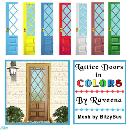 Sims 2 — Lattice Doors Set by Raveena — A set of lattice doors in a variety of colors. These would be great for that