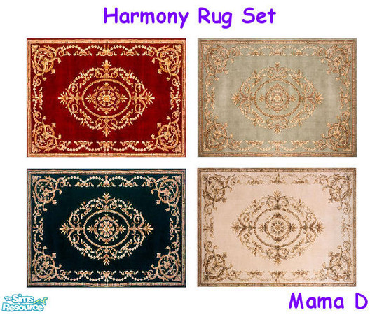 Sims 2 — Mama Ds Harmony Rug Set by mamads32209 — A nice rug set. In the colors of beige, black, red, and sage.