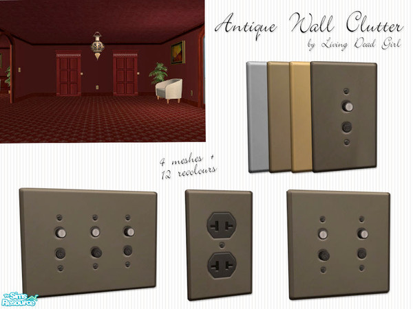 Sims 2 — Antique Wall Clutter by Living Dead Girl — Useless wall clutter. Single, double and triple push button light