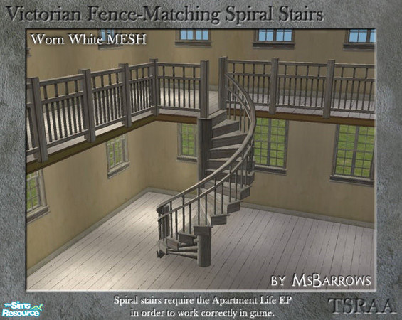 Sims 2 — Victorian Spiral Stairs - Worn White MESH by MsBarrows — A spiral staircase created to match my Victorian Porch