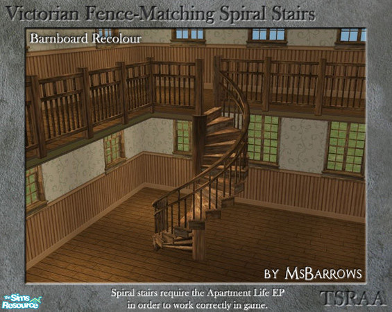 Sims 2 — Victorian Spiral Stairs - Barnboard Recolour by MsBarrows — A spiral staircase created to match my Victorian