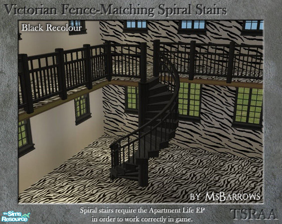 Sims 2 — Victorian Spiral Stairs - Black Recolour by MsBarrows — A spiral staircase created to match my Victorian Porch