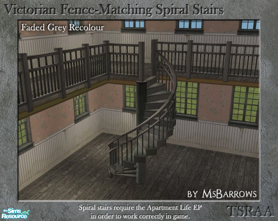 Sims 2 — Victorian Spiral Stairs - Faded Grey Recolour by MsBarrows — A spiral staircase created to match my Victorian