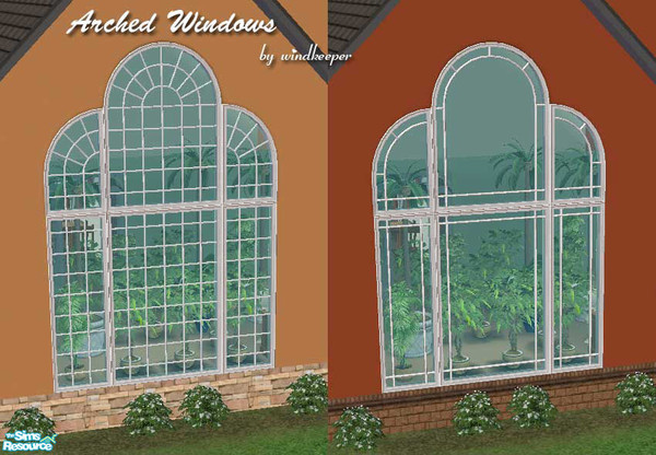 Sims 2 — Arched Windows by Windkeeper — Lafenetre and Belangie arched windows. Make a great 2-story window front when