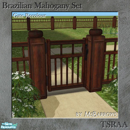Sims 2 — Brazilian Mahogany Set - Gate by MsBarrows — A gate to match my Victorian porch railing and low fence in worn
