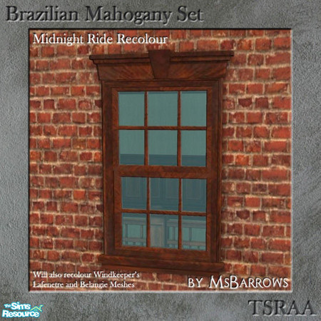 Sims 2 — Brazilian Mahogany Set - Midnight Ride Recolour by MsBarrows — Recolour of the \'Midnight Ride\' window to match
