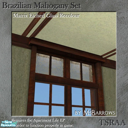 Sims 2 — Brazilian Mahogany Set - Etched Glass Recolour by MsBarrows — Recolour of the stained glass portion of my