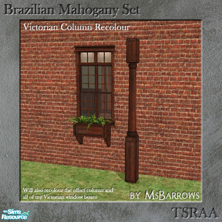 Sims 2 — Brazilian Mahogany Set - Column by MsBarrows — A column to co-ordinate with my Victorian Porch Railings sets.