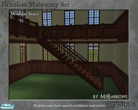 Sims 2 — Brazilian Mahogany Set - Modular Stairs by MsBarrows — Modular stairs to match my Victorian porch railing and