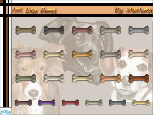 Sims 2 — NK Dog Bones by MoMama — A colorful collection of dog bones for your feisty canine.