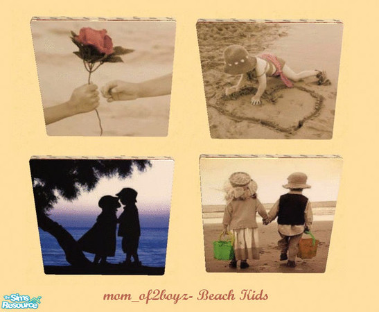 Sims 2 — Beach Kids by mom_of2boyz — This adorable set of prints are a recolor of the painting C-Stroke.