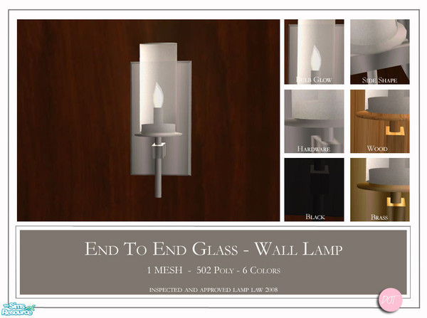 Sims 2 — End To End by DOT — End To End Wall Lamp 1 MESH Plus Recolors. Sims 2 by DOT of The Sims Resource.