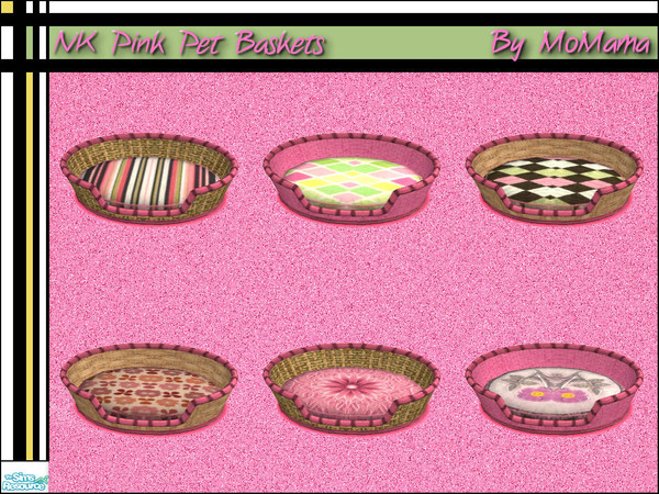 Sims 2 — NK Pink Pet Baskets by MoMama — A set of pink pet baskets to brighten up your pet area.