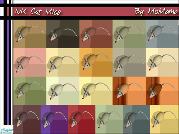 Sims 2 — NK Cat Mice by MoMama — Tired of the same old mice for your kitty? Here are some new colors of an old favorite.