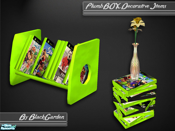Sims 2 — PlumbBOX Decorative Set - Free Time by BlackGarden — Decorative items for the PlumbBOX using the covers of the