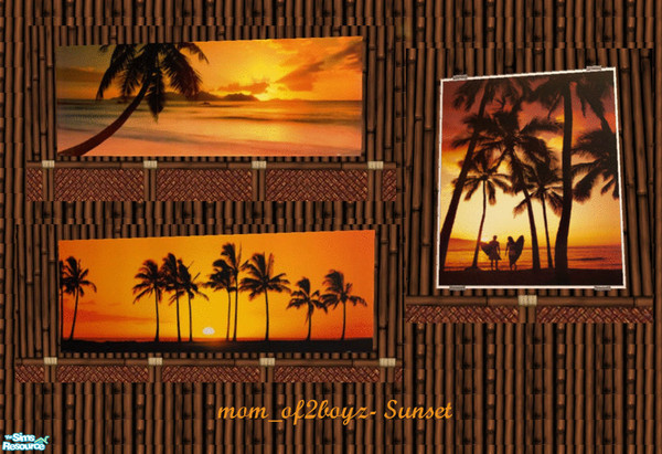 Sims 2 — Sunset by mom_of2boyz — This is a beautiful set of three Sunsets. The Beach is a recolor of the painting Grilled