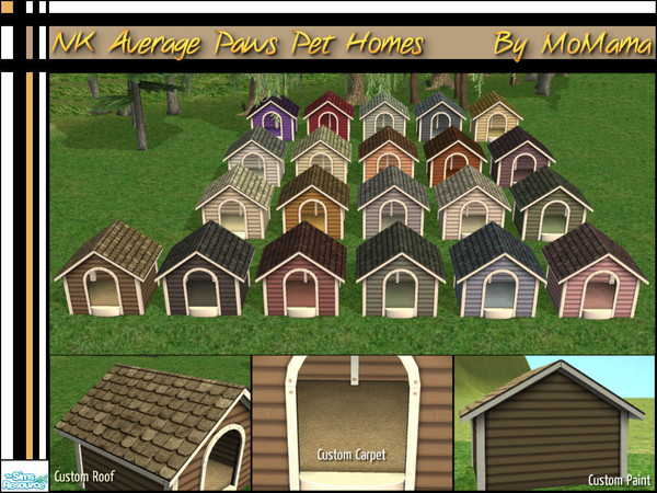Sims 2 — NK Average Paws by MoMama — A nice set of homes for the well-to-do pet in the usual colors. Great for restoring