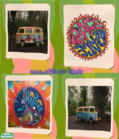Sims 2 — Retro Hippie by mom_of2boyz — A set of 4 60\'s era prints. These are all a recolor of Civic Idol.
