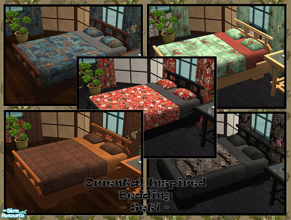 Sims 2 — Oriental Inspired Bedding - Set1 by Donnha — Oriental Inspired Beeding to match my Oriental Walls.