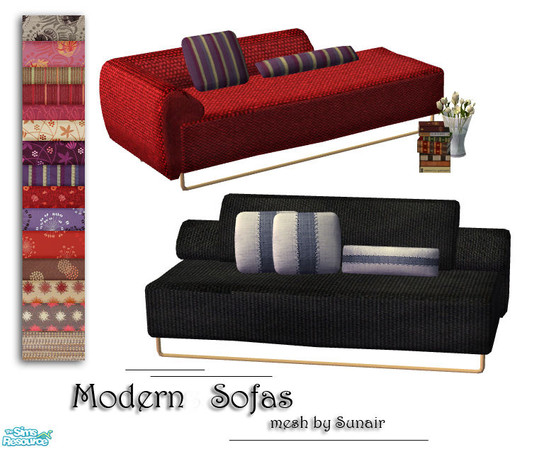 Sims 2 — Modern sofa by Sophel21 — modern sofa in 2 styles. Set includes for each one 5 fabric recolors of the loveseats