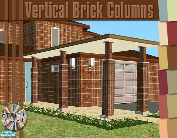 Sims 2 — Studio K Vertical Brick Columns_01 by StudioKhagerks — 1-12 of 36 colors. Coordinates with Studio K Vertical