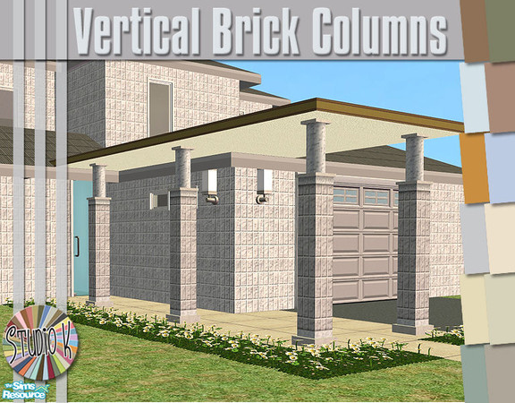 Sims 2 — Studio K Vertical Brick Columns_02 by StudioKhagerks — 13-24 of 36 colors. Coordinates with Studio K Vertical