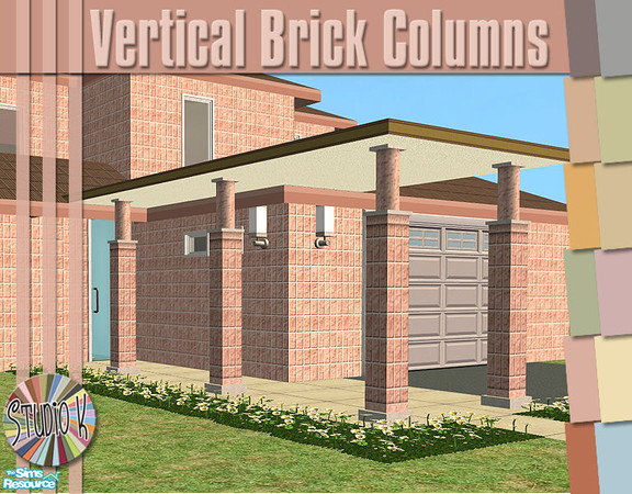 Sims 2 — Studio K Vertical Brick Columns_03 by StudioKhagerks — 25-36 of 36 colors. Coordinates with Studio K Vertical