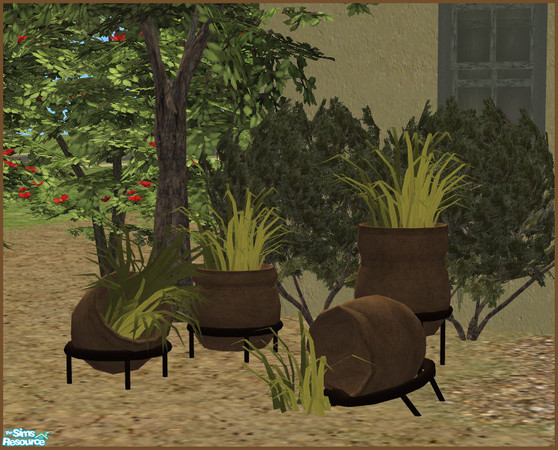 Sims 2 — Clay Planters by sim_man123 — 4 Clay Planters, new meshes. Planters 2 through 4 use the textures from Planter 1.