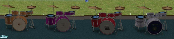 Sims 2 — Midlands Queen Drum Set by midland_04 — 4 different colored Drum Shells, with 4 different logos on the bass