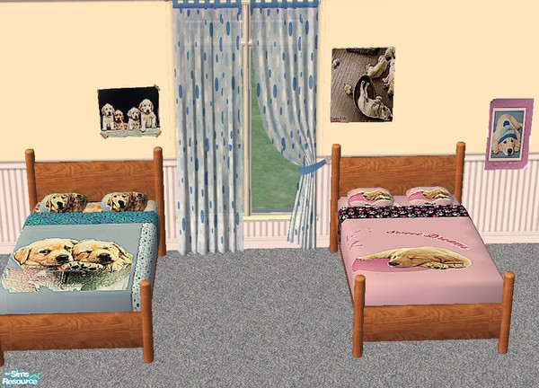 Sims 2 — Marley Puppy Bedroom Set Blue & Pink by vikachue — This is a set inspired by the Movie Marley and Me. I hope