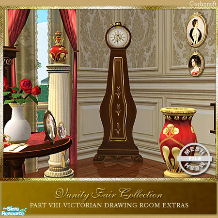 Sims 2 — VF Drawing Room Extras - Tall Clock Mesh by Cashcraft — Vanity Fair Drawing Room Extras, Part VIII. Part VIII is