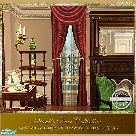 Sims 2 — VF Drawing Room Extras - Diagonal Curtain Mesh by Cashcraft — Vanity Fair Drawing Room Extras, Part VIII. Part