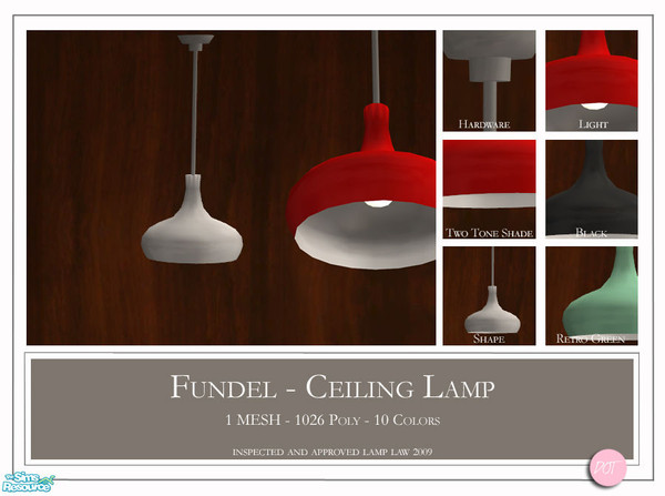 Sims 2 — Fundel Ceiling Lamp by DOT — Fundel Ceiling Lamp 1 MESH Plus Recolors. Sims 2 by DOT of The Sims Resource. 