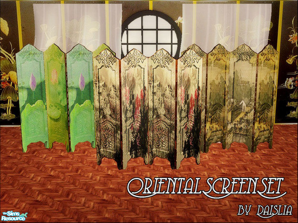 Sims 2 — Oriental Screen Set by Daislia — 3 oriental recolours of my green screen mesh, enjoy~