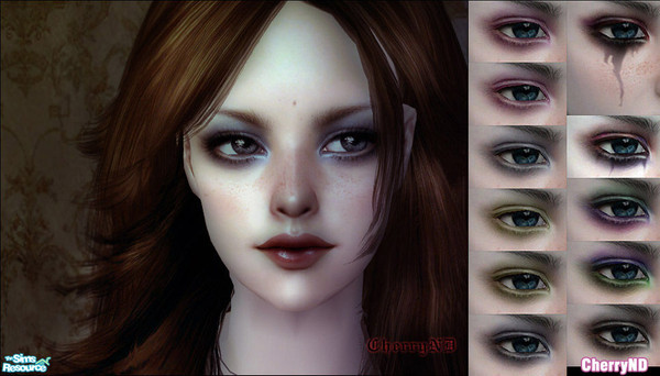 Sims 2 — GothicEyeShadow by CherryND — This set is fit for nature and gothic sims. The preview picture is natural