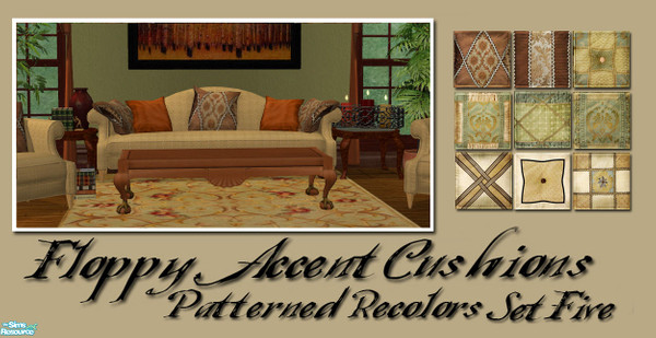 Sims 2 — Floppy Accent Cushions Set 5 by Simaddict99 — made on request, more traditional recolors.
