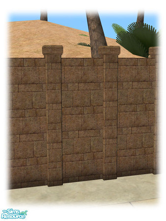 Sims 2 — Civ Build - Brownstone Courtyard Wall - Mesh by Shakeshaft — Part of the second set of the Civilizations Build