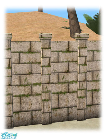 Sims 2 — Civ Build - Greystone Courtyard Wall - Mesh by Shakeshaft — Part of the second set of the Civilizations Build