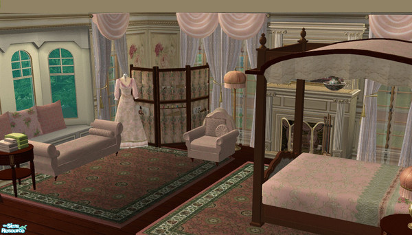 Sims 2 — Caher bedroom by lisa9999 — This bedroom is done in pinks. Using silk, lace and brocade fabrics.